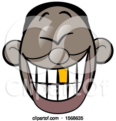 Clipart of a Cartoon Laughing Man's Face with a Good Tooth - Royalty Free Illustration by djart