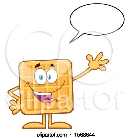 Clipart of a Cartoon Waffle Mascot Character Talking and Waving - Royalty Free Vector Illustration by Hit Toon