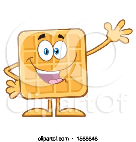 Clipart of a Cartoon Waffle Mascot Character Waving - Royalty Free Vector Illustration by Hit Toon