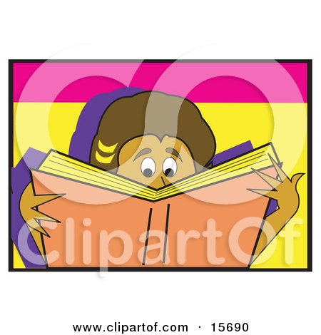 Boy Or Girl Reading A Really Good Book Clipart Illustration by Andy Nortnik