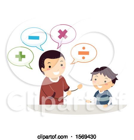 Clipart of a Father Teaching His Son Math - Royalty Free Vector Illustration by BNP Design Studio