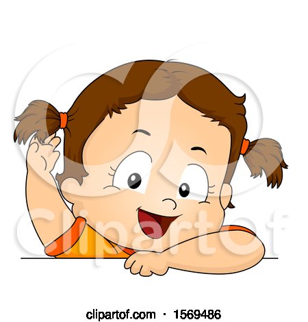 Clipart of a Toddler Girl with Her Hair in Pig Tails - Royalty Free Vector Illustration by BNP Design Studio