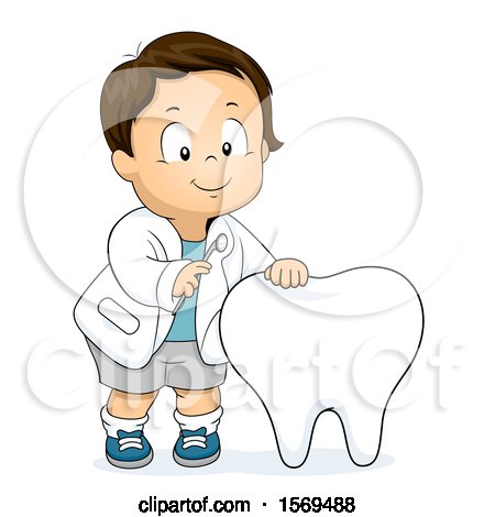 Clipart of a Toddler Boy Dentist Examining a Tooth - Royalty Free Vector Illustration by BNP Design Studio