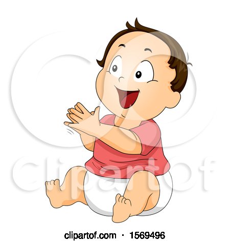 Clipart of a Happy Baby Boy Sitting and Clapping - Royalty Free Vector Illustration by BNP Design Studio