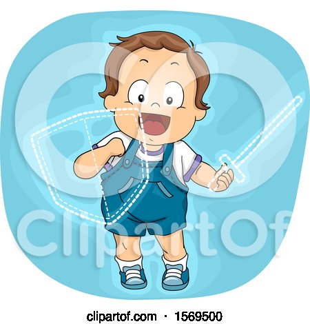 Clipart of a Toddler Boy Knight with an Imaginary Sword and Shield - Royalty Free Vector Illustration by BNP Design Studio