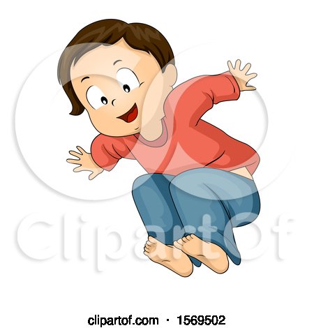Clipart of a Boy Doing a Broad Jump - Royalty Free Vector Illustration by BNP Design Studio