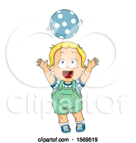 Clipart of a Toddler Boy Playing with a Ball - Royalty Free Vector Illustration by BNP Design Studio