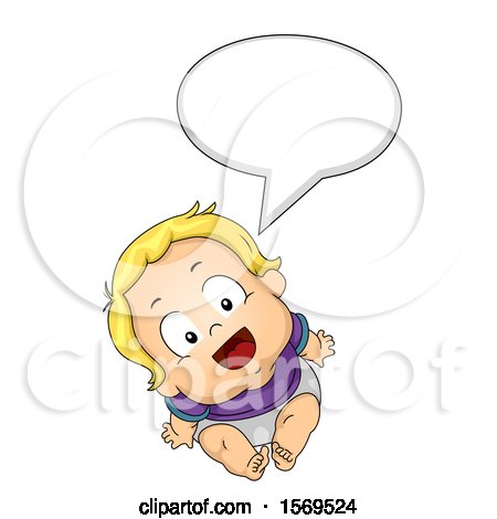 Clipart of a Baby Boy Talking and Looking up - Royalty Free Vector Illustration by BNP Design Studio