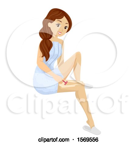 Clipart of a Teen Girl Shaving Her Legs - Royalty Free Vector Illustration by BNP Design Studio