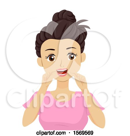 Clipart of a Teen Girl Flossing Her Teeth - Royalty Free Vector Illustration by BNP Design Studio