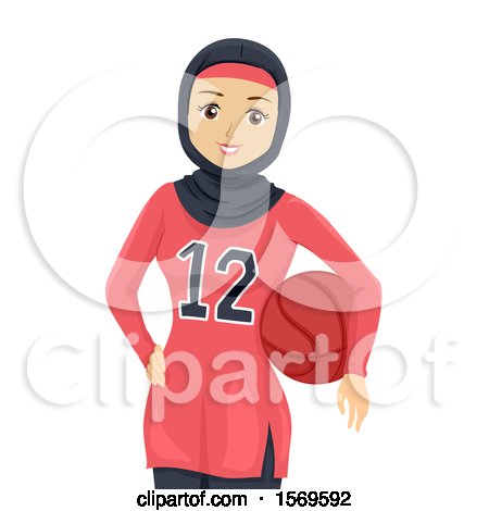 Clipart of a Teen Girl in a Basketball Uniform - Royalty Free Vector Illustration by BNP Design Studio