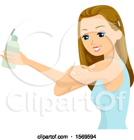 Clipart of a Teen Girl Applying Body Lotion - Royalty Free Vector Illustration by BNP Design Studio