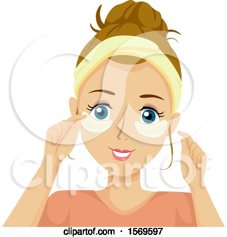 Clipart of a Teen Girl Using Eye Masks - Royalty Free Vector Illustration by BNP Design Studio