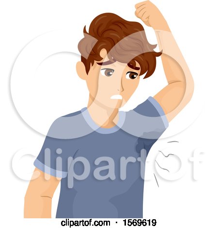 Clipart of a Teen Guy with Sweaty Armpits - Royalty Free Vector Illustration by BNP Design Studio
