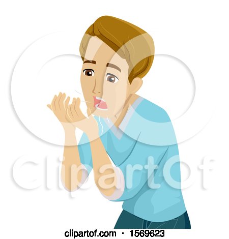 Clipart of a Teen Guy with Bad Breath - Royalty Free Vector Illustration by BNP Design Studio