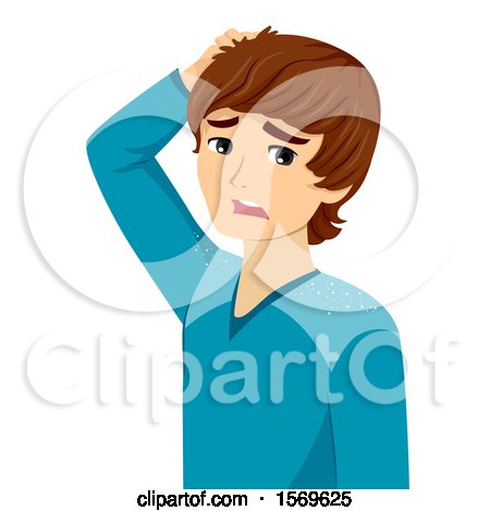 Clipart of a Teen Guy with Dandruff - Royalty Free Vector Illustration by BNP Design Studio