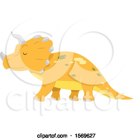 Clipart of a Yellow Triceratops Dinosaur - Royalty Free Vector Illustration by BNP Design Studio
