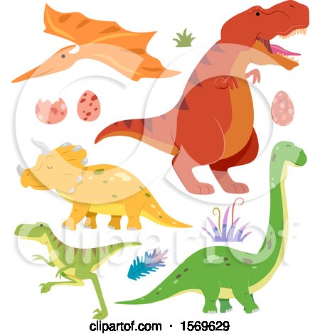 Clipart of Dinosaurs and Eggs - Royalty Free Vector Illustration by BNP Design Studio