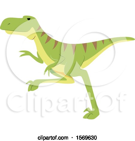 Clipart of a Green Deinonychus Dinosaur - Royalty Free Vector Illustration by BNP Design Studio