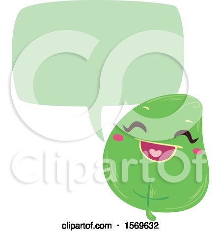 Clipart of a Green Leaf Talking - Royalty Free Vector Illustration by BNP Design Studio