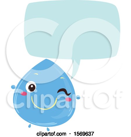 Clipart of a Blue Water Drop Talking - Royalty Free Vector Illustration by BNP Design Studio
