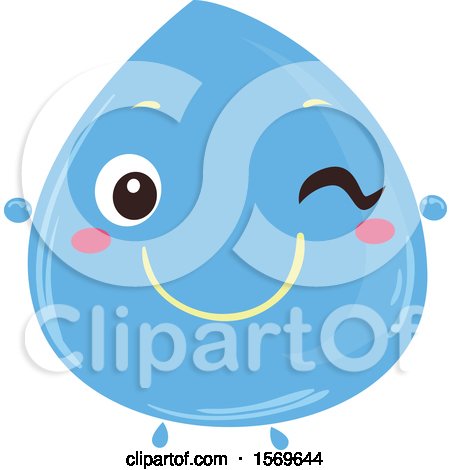 Clipart of a Happy Blue Water Drop - Royalty Free Vector Illustration by BNP Design Studio