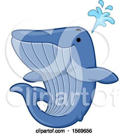 Clipart of a Cute Spouting Blue Whale - Royalty Free Vector Illustration by BNP Design Studio