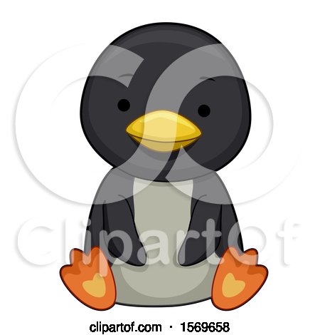 Clipart of a Cute Sitting Penguin - Royalty Free Vector Illustration by BNP Design Studio