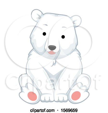Clipart of a Cute Sitting Polar Bear - Royalty Free Vector Illustration by BNP Design Studio
