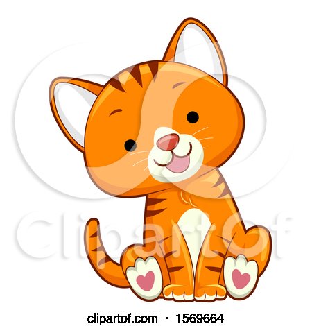 Clipart of a Cute Ginger Tabby Cat with Heart Pads on Its Paws - Royalty Free Vector Illustration by BNP Design Studio