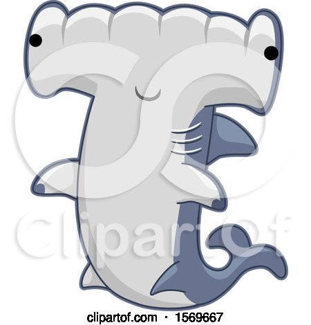Clipart of a Cute Hammerhead Shark - Royalty Free Vector Illustration by BNP Design Studio