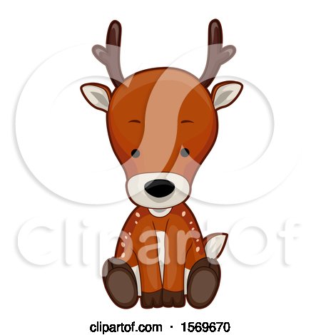 Clipart of a Cute Sitting Reindeer - Royalty Free Vector Illustration by BNP Design Studio