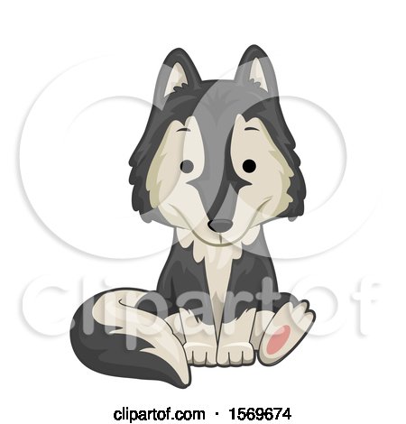 Clipart of a Cute Sitting Wolf - Royalty Free Vector Illustration by BNP Design Studio