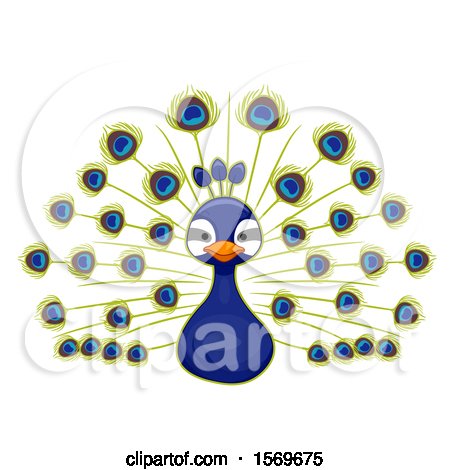 Clipart of a Cute Peacock - Royalty Free Vector Illustration by BNP Design Studio