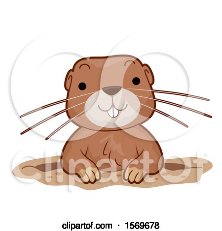 Clipart of a Cute Gopher Emerging from a Hole - Royalty Free Vector Illustration by BNP Design Studio