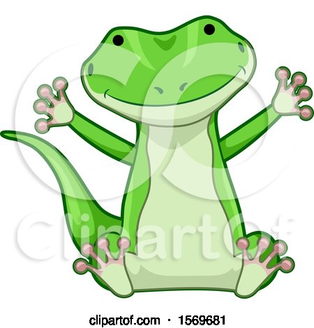 Clipart of a Cute Sitting Gecko Lizard - Royalty Free Vector Illustration by BNP Design Studio