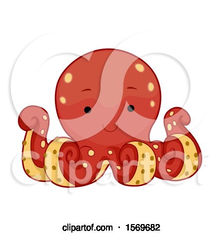 Clipart of a Cute Octopus - Royalty Free Vector Illustration by BNP Design Studio