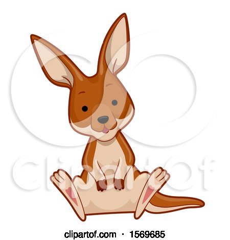 Clipart of a Cute Sitting Kangaroo - Royalty Free Vector Illustration by BNP Design Studio
