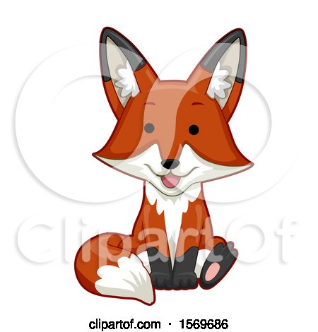 Clipart of a Cute Sitting Fox - Royalty Free Vector Illustration by BNP Design Studio