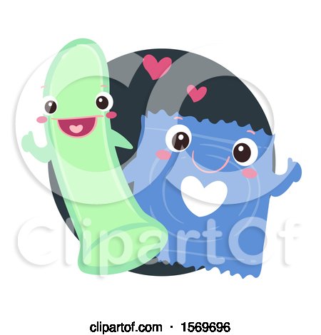 Clipart of a Condom and Package Sex Character - Royalty Free Vector Illustration by BNP Design Studio
