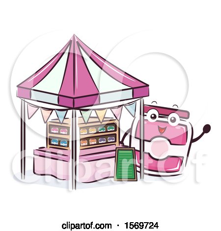 Clipart of a Jam Mascot Character at a Food Stand - Royalty Free Vector Illustration by BNP Design Studio