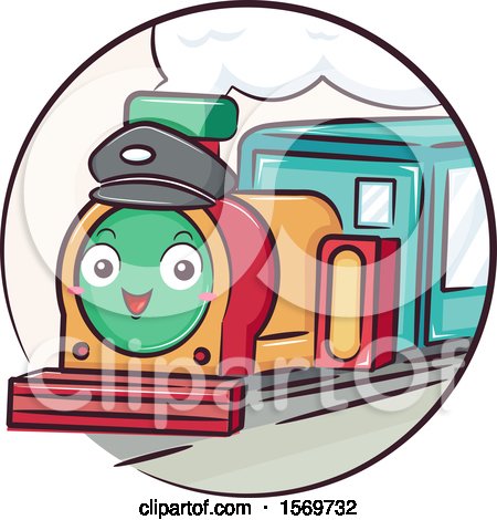 Clipart of a Train Mascot Wearing a Hat - Royalty Free Vector Illustration by BNP Design Studio