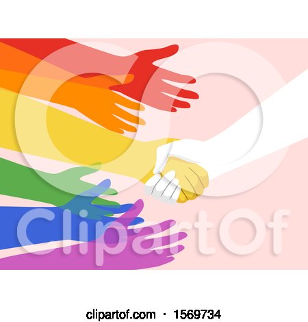 Clipart of a Hand Shaking Other Hands to Show Support - Royalty Free Vector Illustration by BNP Design Studio