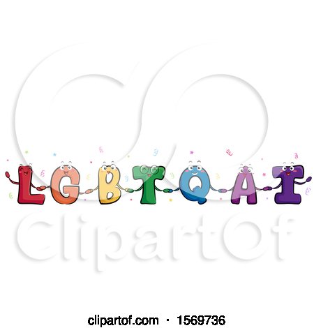 Clipart of Colorful LGBTQAI Letters Holding Hands - Royalty Free Vector Illustration by BNP Design Studio