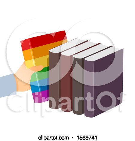 Clipart of a Hand Reaching for a Colorful Book - Royalty Free Vector Illustration by BNP Design Studio