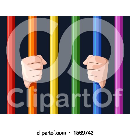 Clipart of Hands Grasping Colorful Bars - Royalty Free Vector Illustration by BNP Design Studio