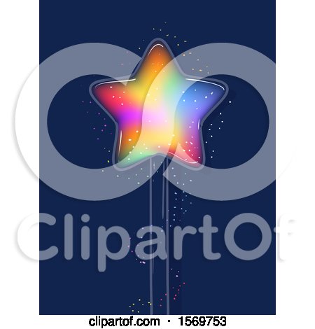 Clipart of a Magic Wand with a Colorful Star - Royalty Free Vector Illustration by BNP Design Studio