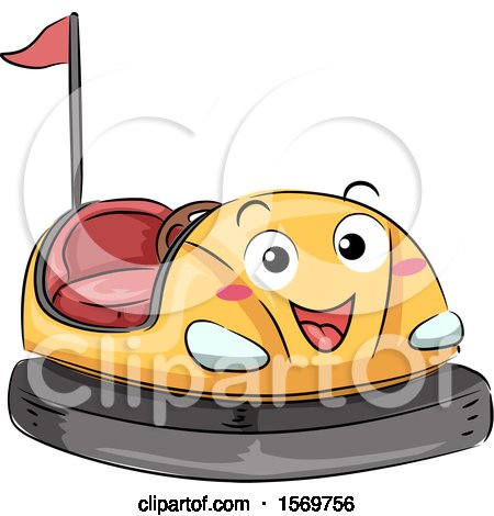 Clipart of a Bumper Car Mascot Character - Royalty Free Vector Illustration by BNP Design Studio