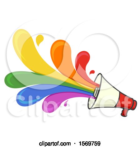 Clipart of a Megaphone with Colorful Splashes - Royalty Free Vector Illustration by BNP Design Studio