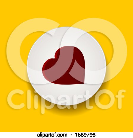 Clipart of a Red Heart in a White Circle on Yellow - Royalty Free Vector Illustration by elaineitalia
